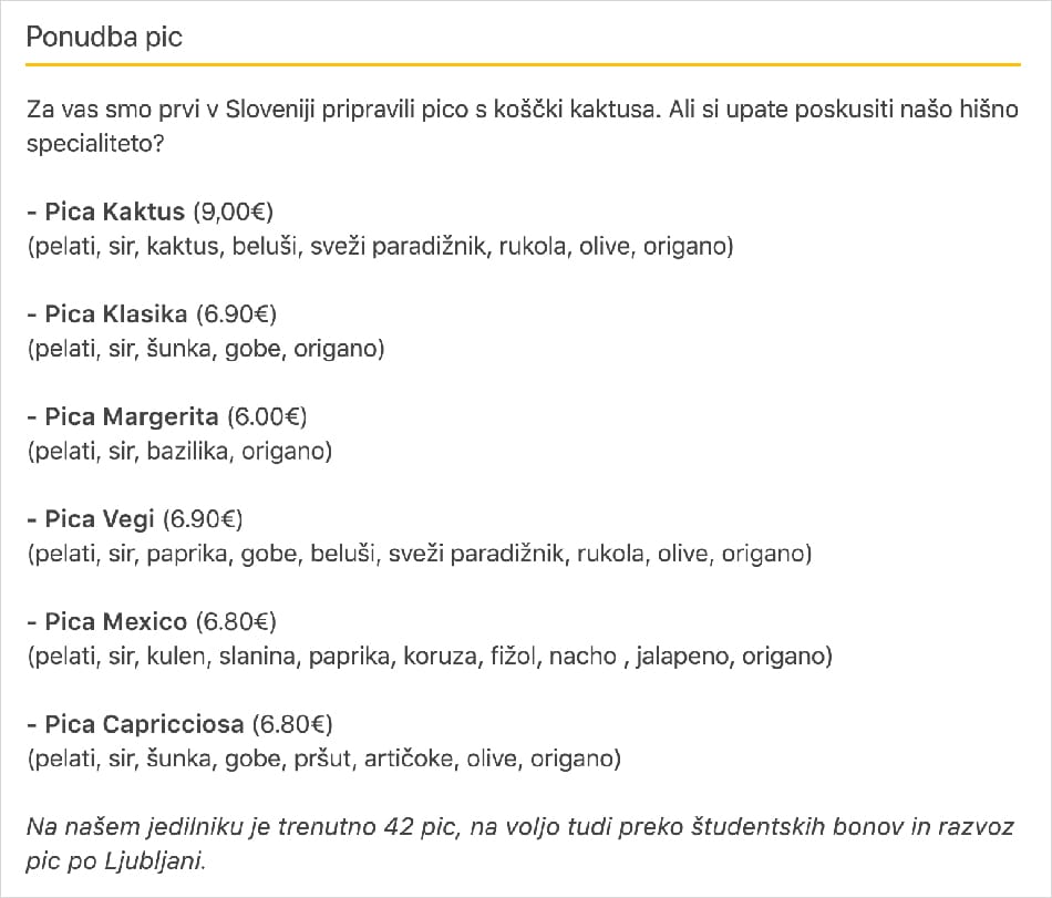 Urejeno besedilo Minimum strani.